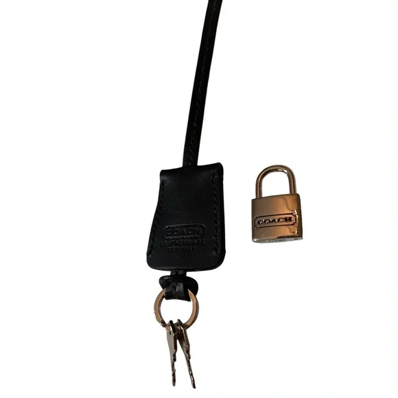 Coach Silver Padlock and Black Leather Clochette with two keys - Picture 8 of 15